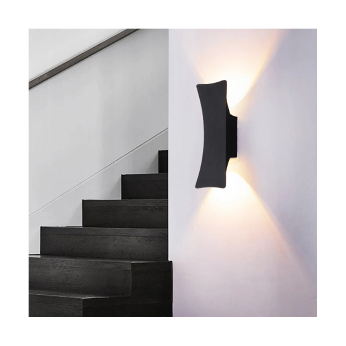 Outdoor Waterproof Wall Lamp Simple Terrace Garden Light Bedroom Bedside Lamp Aisle Balcony Light (Black) White Light image 5