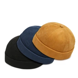 2022 Hot Sale Cotton Brimless Skullies Cap Beanie Hat Women Hip Hop Hats Summer Hats Vintage Men's Solid Color Street Dome Hats