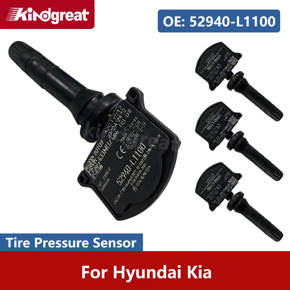 

4PCS/Lot 433MHZ TPMS Tire Pressure Monitor System Sensor 52940-L1100 for 2019-2020 Hyundai Kia 52940 L1100