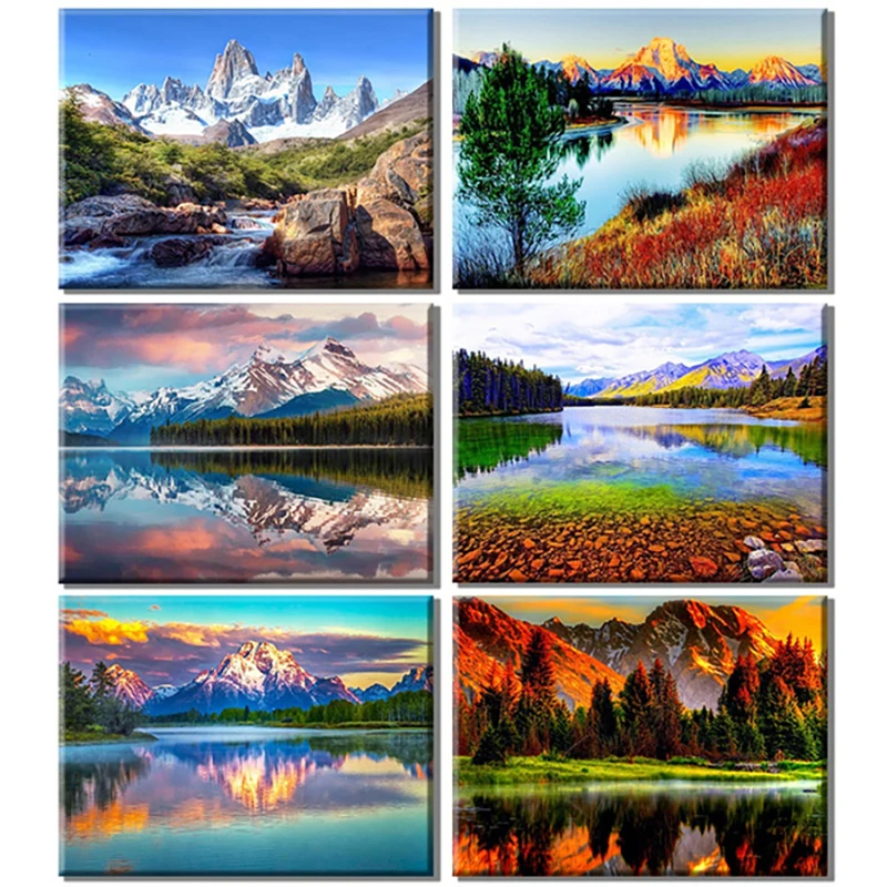 

5D Diamond Painting Kit Home Decor DIY Diamond Embroidery, Mountain Lake Landscape, Wall Art, Cross Stitch, Living Room, Bedroom