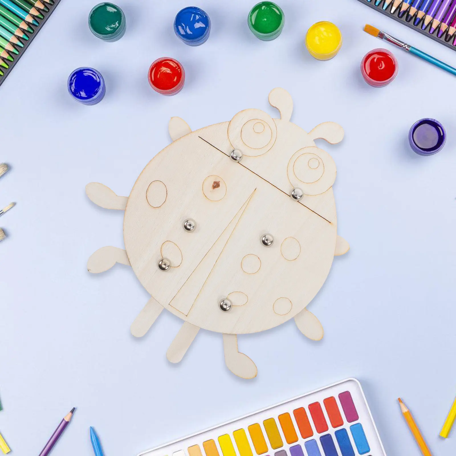6Pcs Blank Wooden Ladybug Shapes Craft Set Childrens Creative DIY Painting Kit Fine Motor Skills Development Holiday Wood