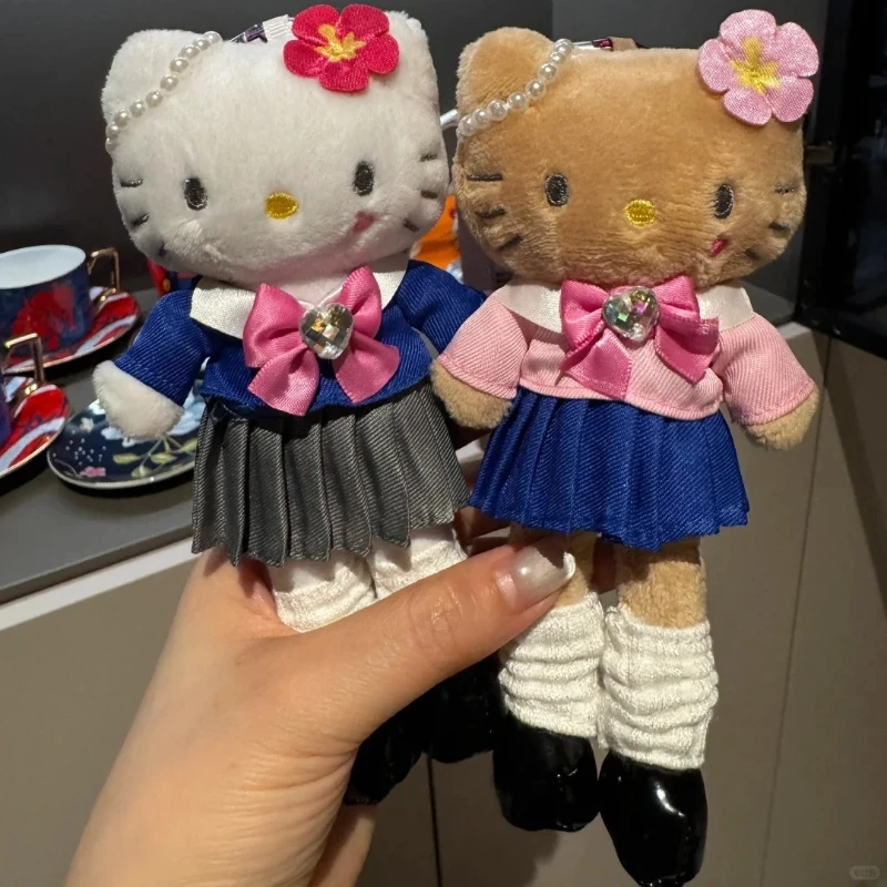 

Lovely Plush Hello Kitty Doll Anime Sanrio Cat Keychain Suit Bag Pendant Plush Doll Kawaii Summer Toy Keychain Cute Gift Toys