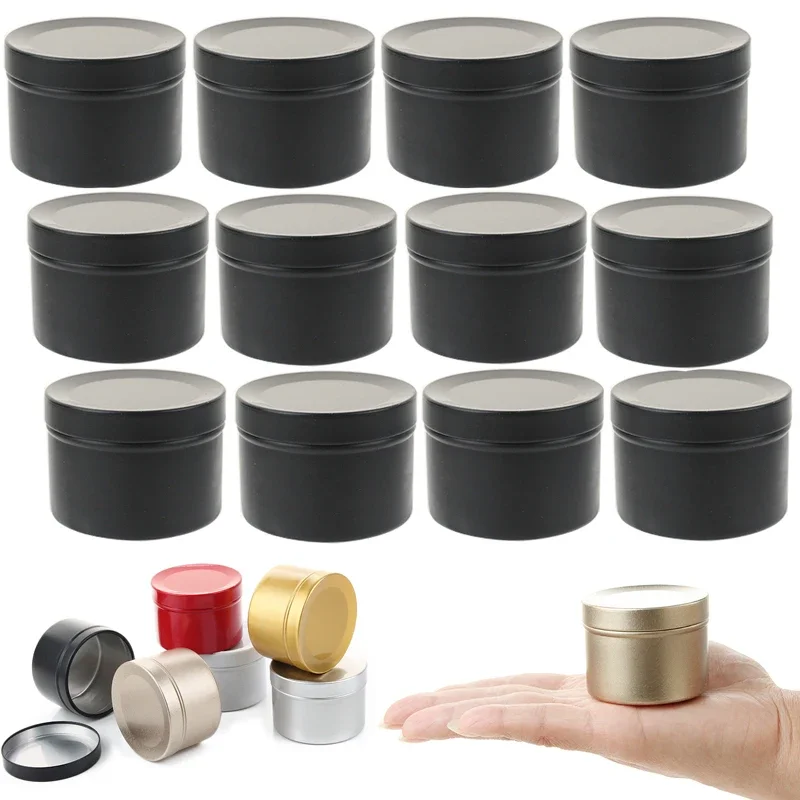 50pcs 50ml Empty Aluminum Round Tin Cans Box Face Cream Pot With Lid Candle Container Jar Black White Containers Cosmetic Jars