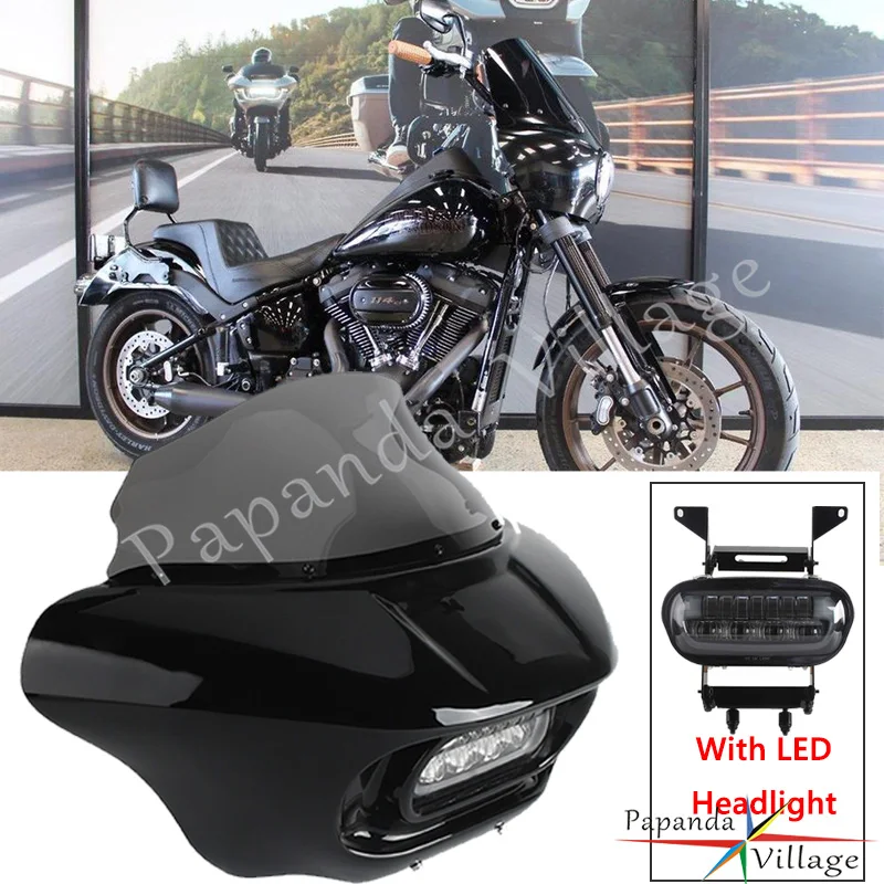 Front Fairing Windshield With Hardware LED Headlight Daytime Running Light For Harley Softail Low Rider S 114 117 FXLRS 20-2025