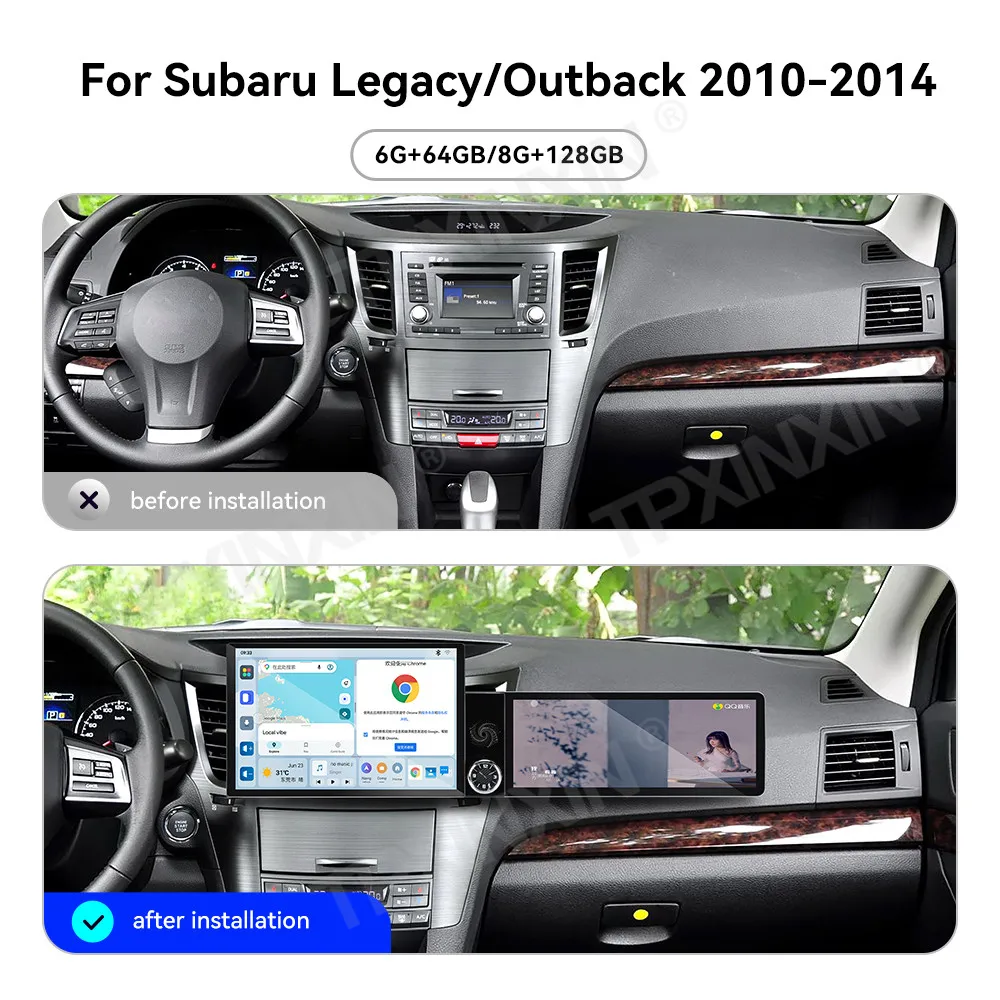 Different Type Dual Screen Car Radio For Subaru Legacy Outback 2010-2014 Car Multimedia Video Player GPS Navigation Carplay Unit