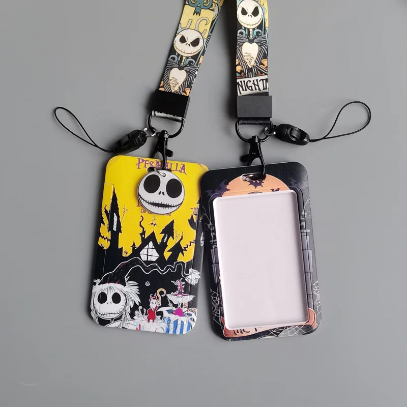 1 Set Disney Jack Skellington Pvc Card Cover Campus Card Mickey Minnie Opknoping Tas Kaarthouder Lanyard Id-kaart