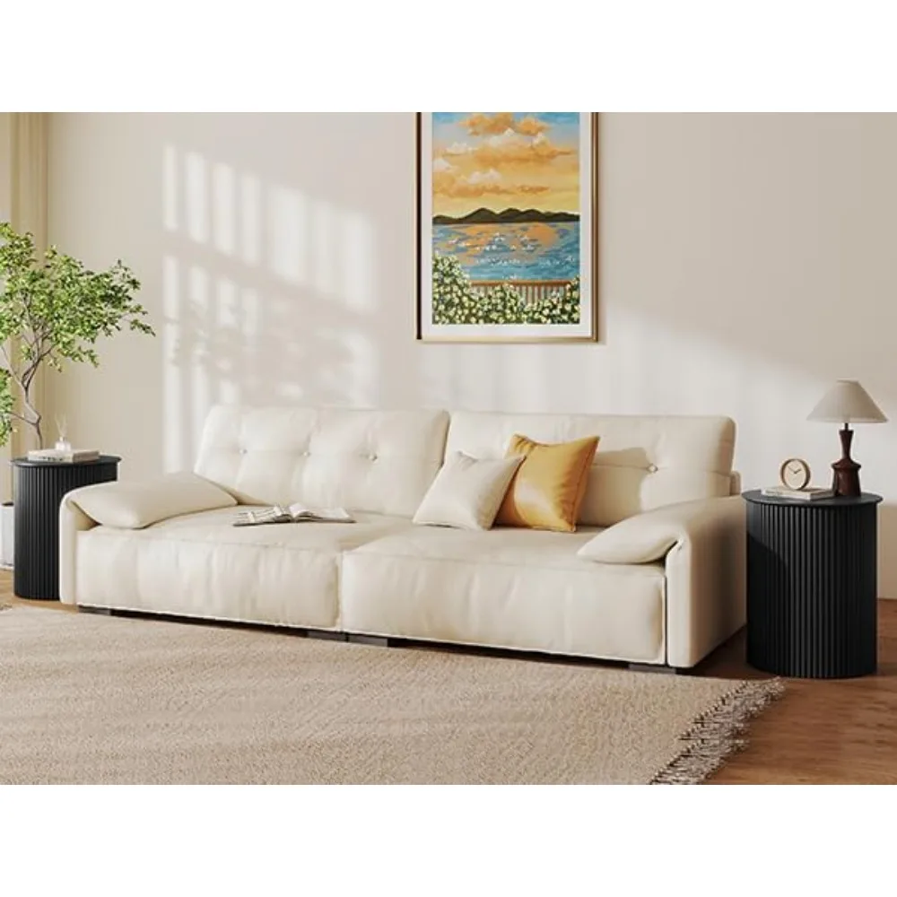 مجموعة طاولات جانبية مخددة حديثة لمنتصف القرن مكونة من 2، 17.7 منضدة خشبية مستديرة، طاولات بجانب السرير معاصرة