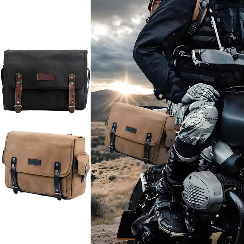 

Motorcycle Saddlebags Biking Side Pouch Multifunctional Canvas Side Bag For Tour Travel Urban For Scooter And Motorcycle