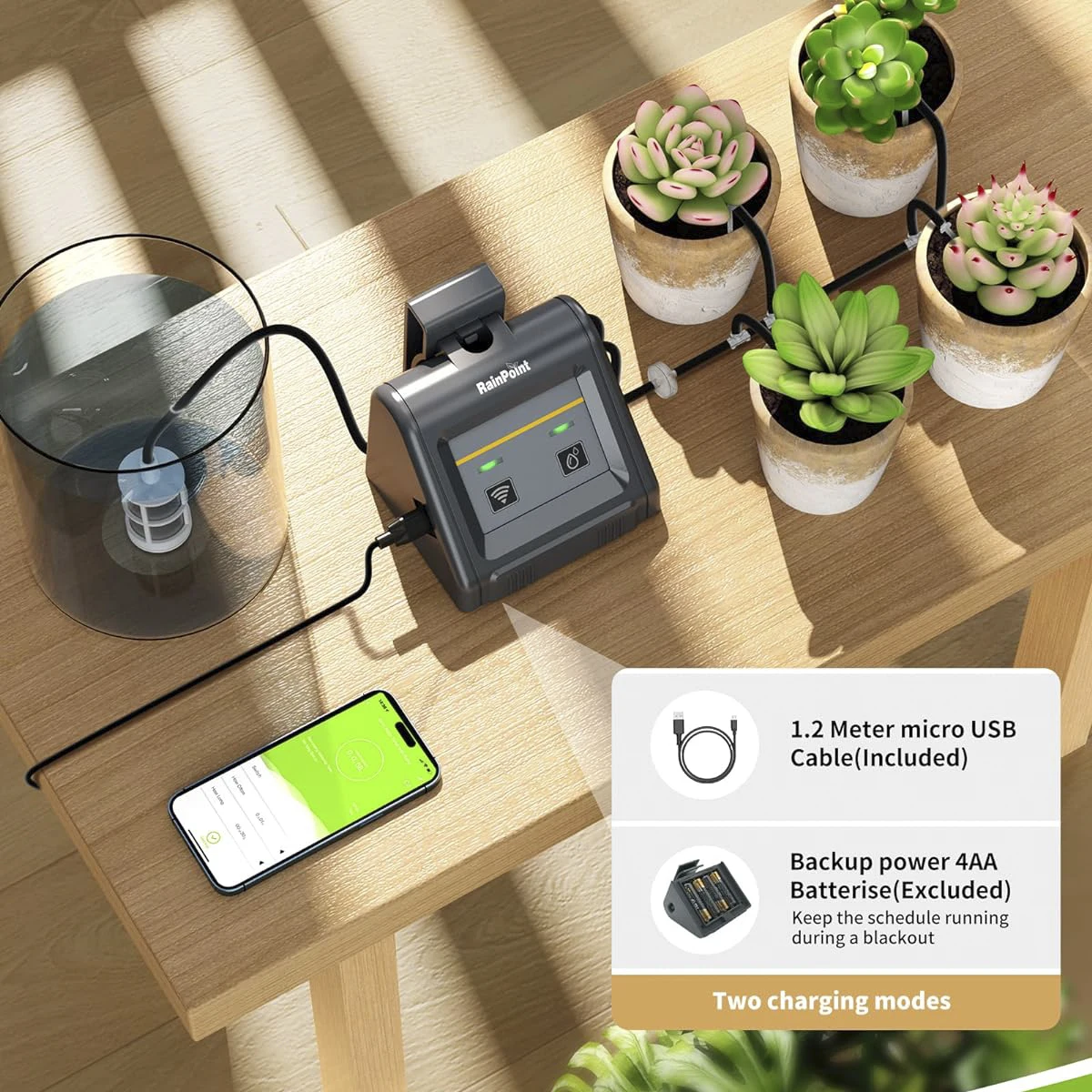 DIY Drip Irrigation Kit,Automatic Self-Watering Irrigation System Pump WiFi Automatic Watering System For Indoor Potted Plants