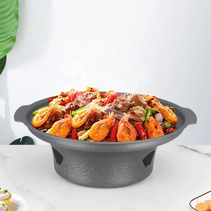Commercial Stainless Steel Handle Aluminum Non Stick Frying Pan Thick Base Restaurant Kitchen Cookware Dishwasher Safe