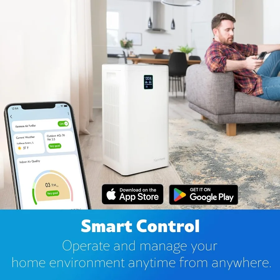 منقي الهواء PM4030 مع فلتر H13 True HEPA يغطي ما يصل إلى 2300 قدم مربع 24 ديسيبل نظام ترشيح HEPA SilentClean 3-Stage 5 سرعات