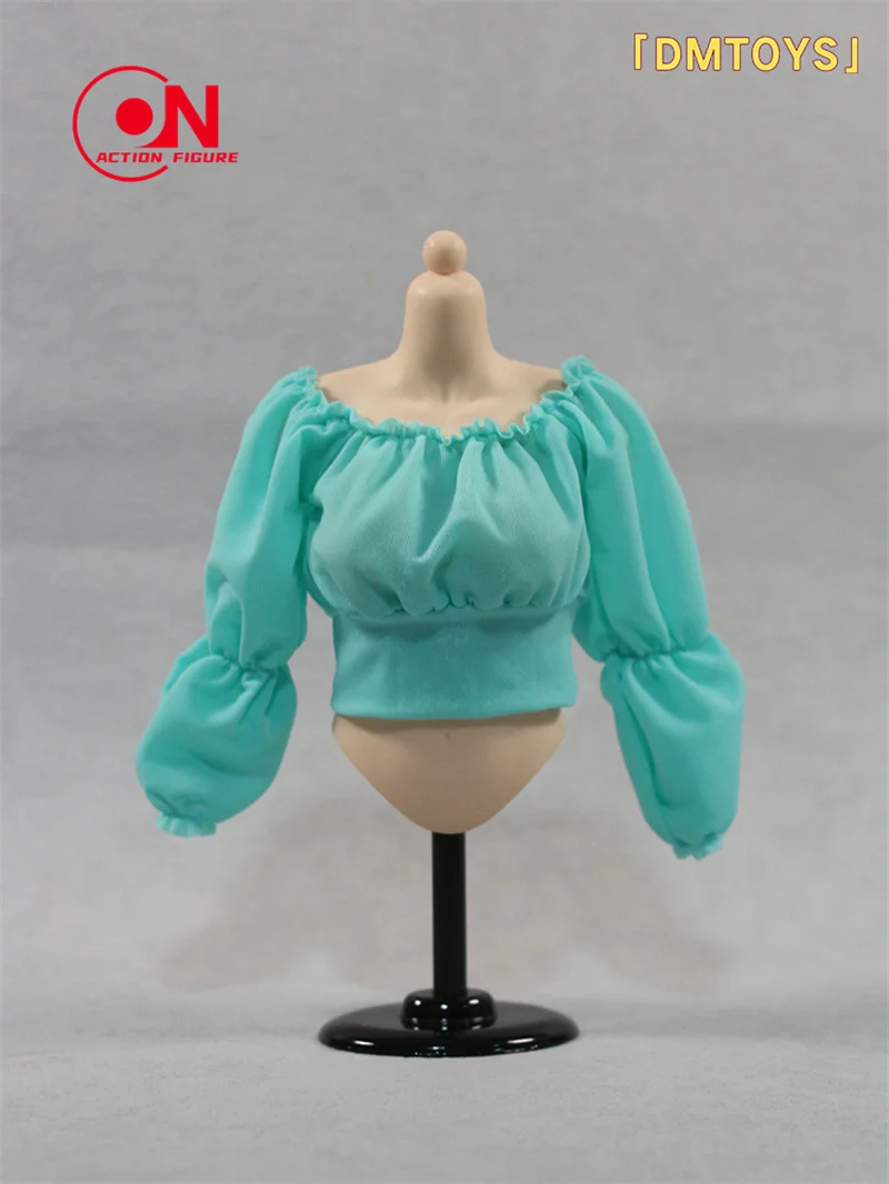 DMTOYS DF080 1/6 Schaal Een woord Kraag Ijs Zijde Bubble Mouw Top Kleding Model Fit 12 "Vrouwelijke soldaat Action Figure Body Poppen