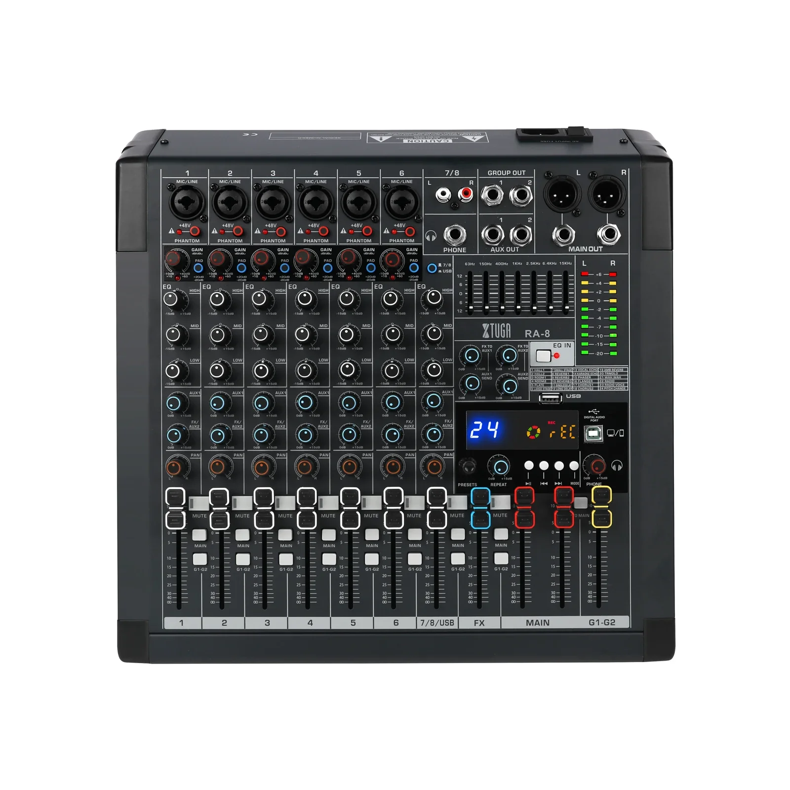 RA-8 Professional  Audio Interface 8 Channels USB Digital Audio Mixer DJ Controller/Audio Console Mixer