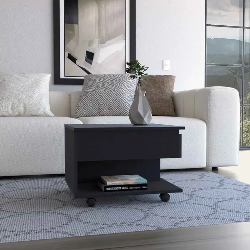 

Luanda Lift Top Coffee Table, Casters, One Shelf -Black