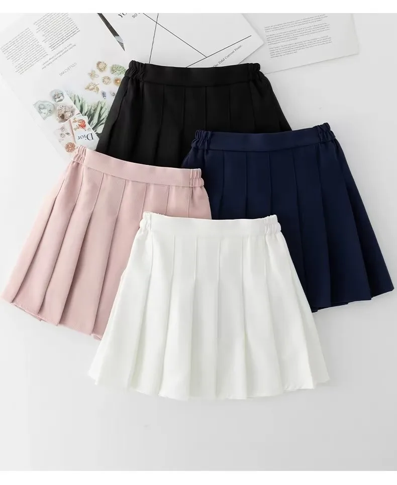 1pc 2026 summer Teenager Girls JK black white princess Pleated skirt short mini Safety pants Children kids 4 8 10 12 year