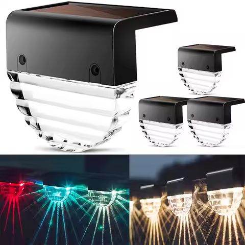 Solar Deck Lights Fence Lights Outdoor Step Lights Waterproof Solar Lights for Railing Stairs Step Fence Yard Patio and Pathway