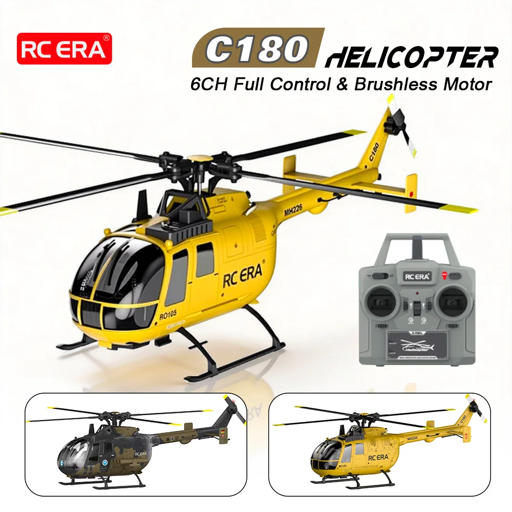 RC ERA C180 Helicopter 1/25 6CH Brushless BO-105 Model Aircraft One-Key Inverted Height Control Optical Flow Positioning Plane