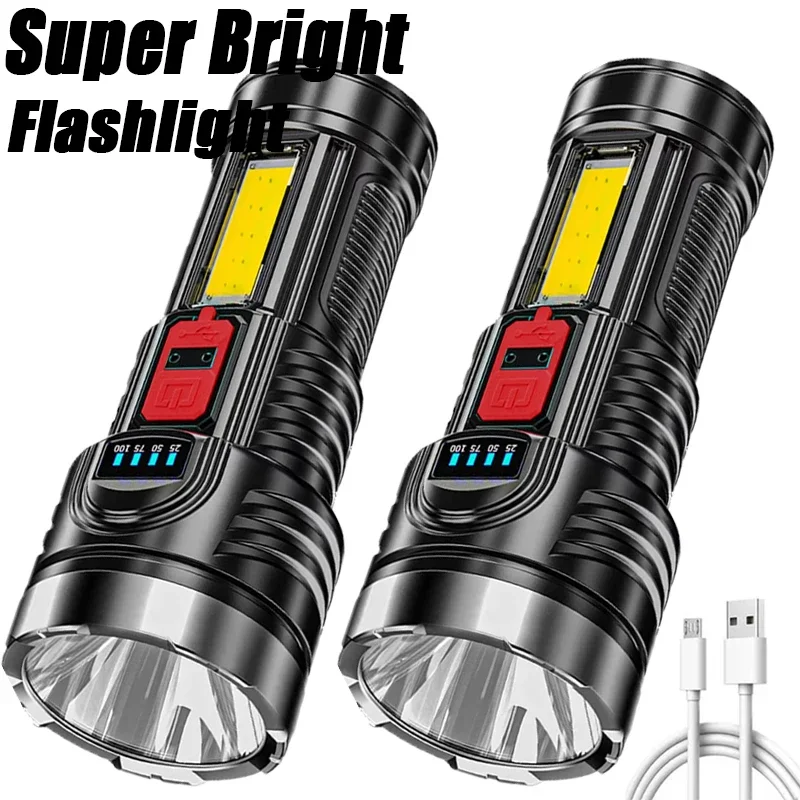 

Portable Flashlight Rechargeable Powerful LED Torch IPX4 Waterproof 4 Modes 500LM Outdoor Lighting for Hiking Climbing Emergency