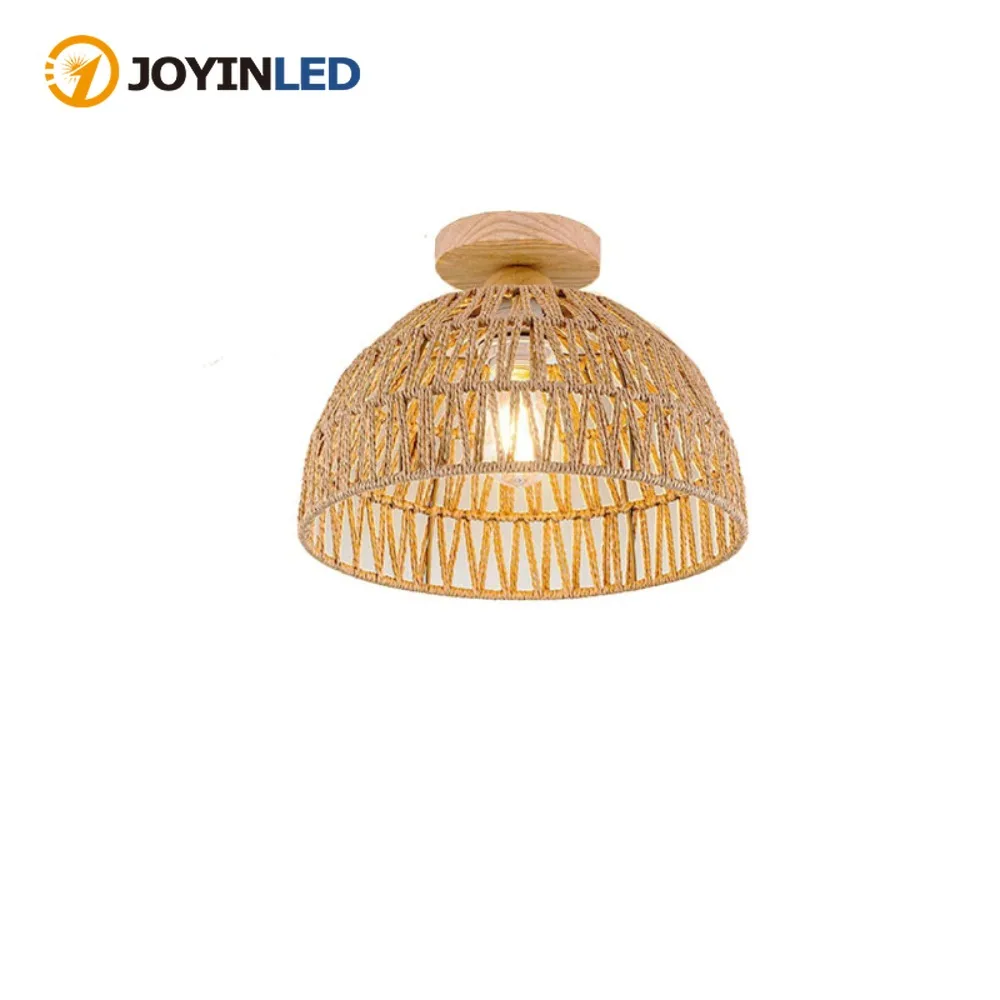 

JOYINLED богемная люстра ручной работы с деревянным основанием, потолочный светильник из ротанга для скрытого монтажа для ресторана, гостиной, спальни