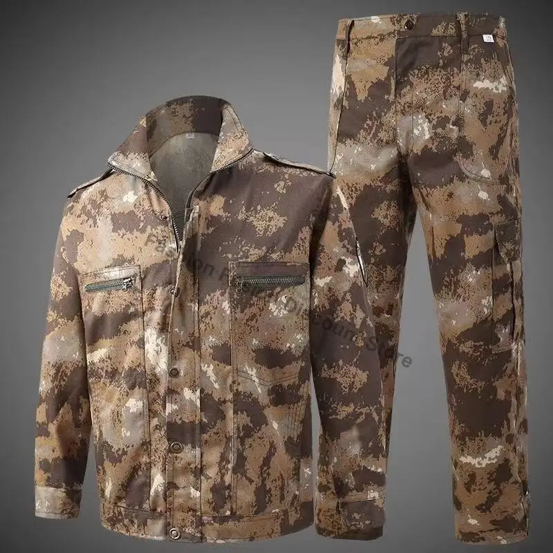 Camouflage Uniform Set Thin Wear Resistant Dirt Resistant Spring Autumn Workwear Student Training Labor Protection Clothing