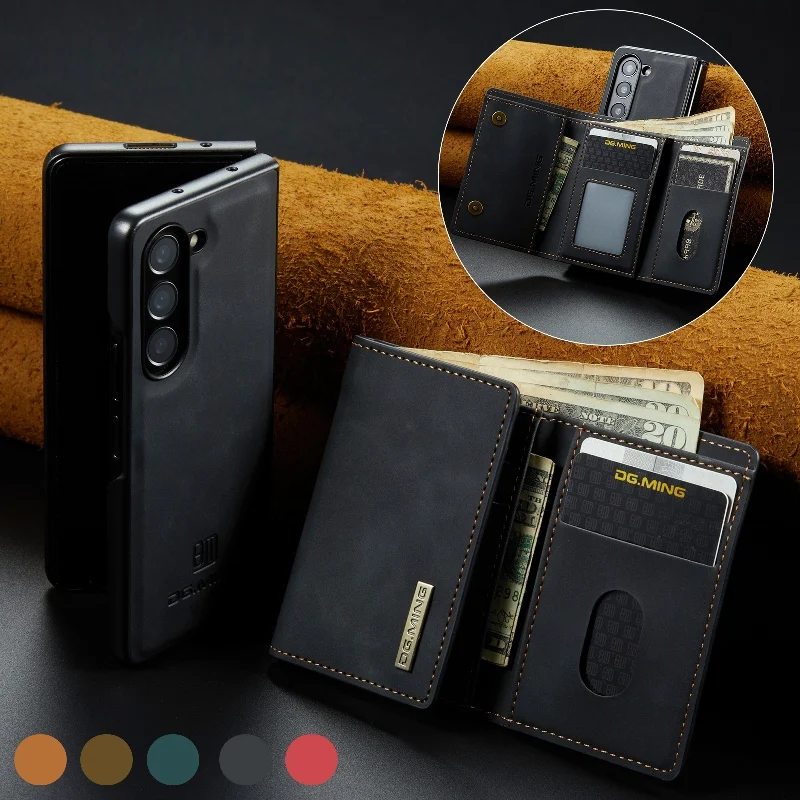 Magnetic 2 in 1 Wallet Card Case Phone Case For Samsung Galaxy Z Fold6/Z Fold5/Z Fold 4/Z Fold 3 Removable Protective Cover