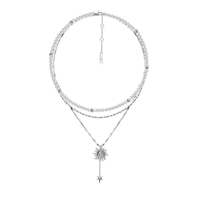 MASW Original Design Vintage Temperament Layers Simulated Pearl Portrait Pendant Necklace For Women Female Gift Fine Jewelry