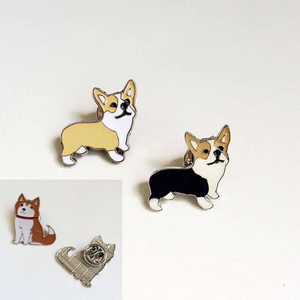 Backpack Accessories Cartoon Dog Pet Dog Brooch Bulldog Animal Dog Animal Enamel Pins Funny Husky Cartoon Metal Badge Jeans