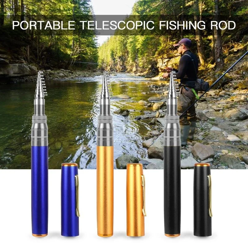 Telescópico Bolso Pen Pesca Rod e Reel Combo com Mini Trolling Reel, Tamanho do bolso Rod Set