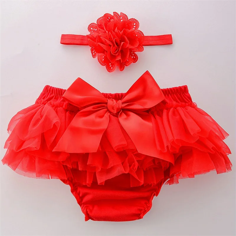 2024 Bloomers Baby Girl Shorts For Babies Cotton Chiffon Diaper Cover Newborn Toddler shorts Clothing Set Free Headband