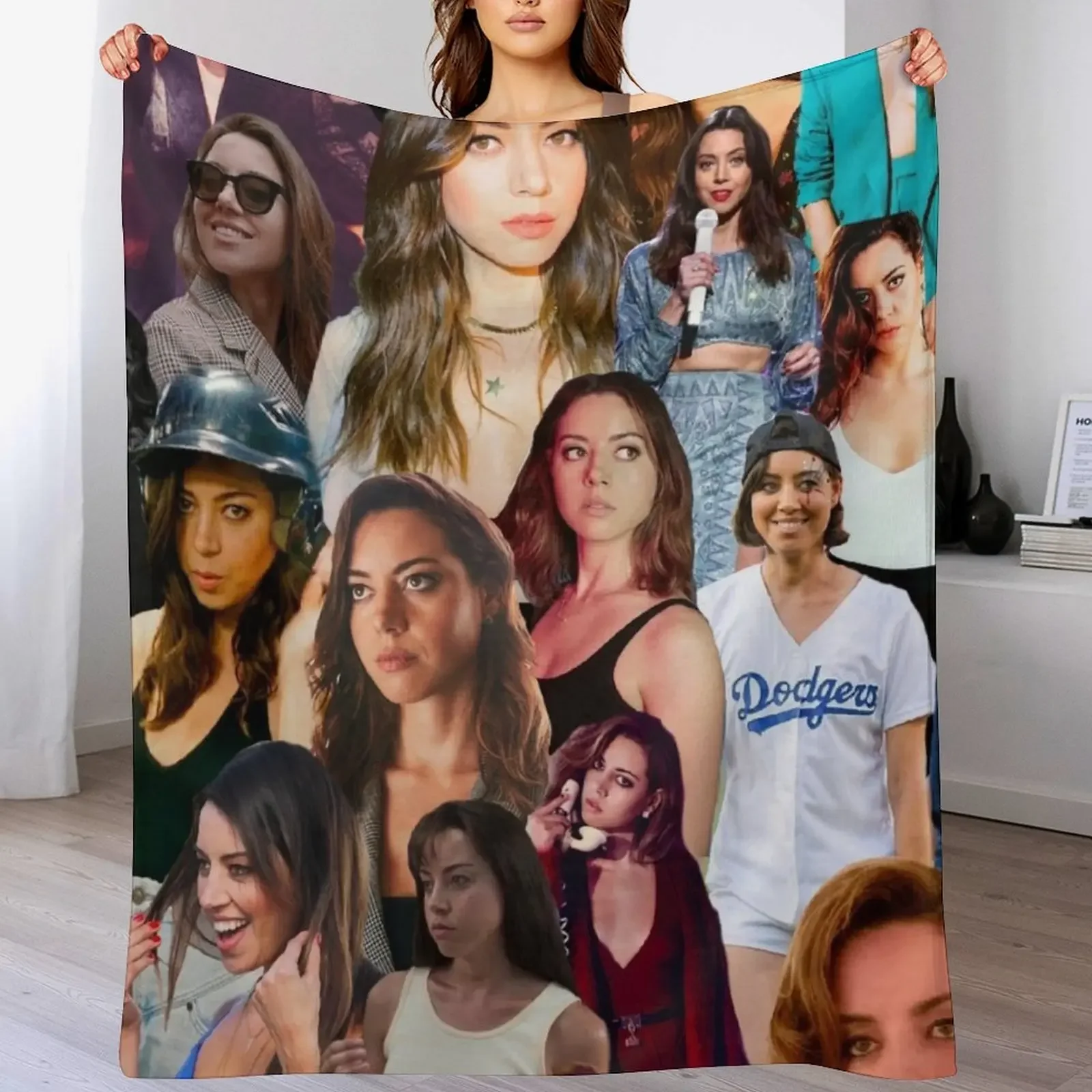 

Aubrey Plaza collage Throw Blanket Giant Sofa funny gift Blankets