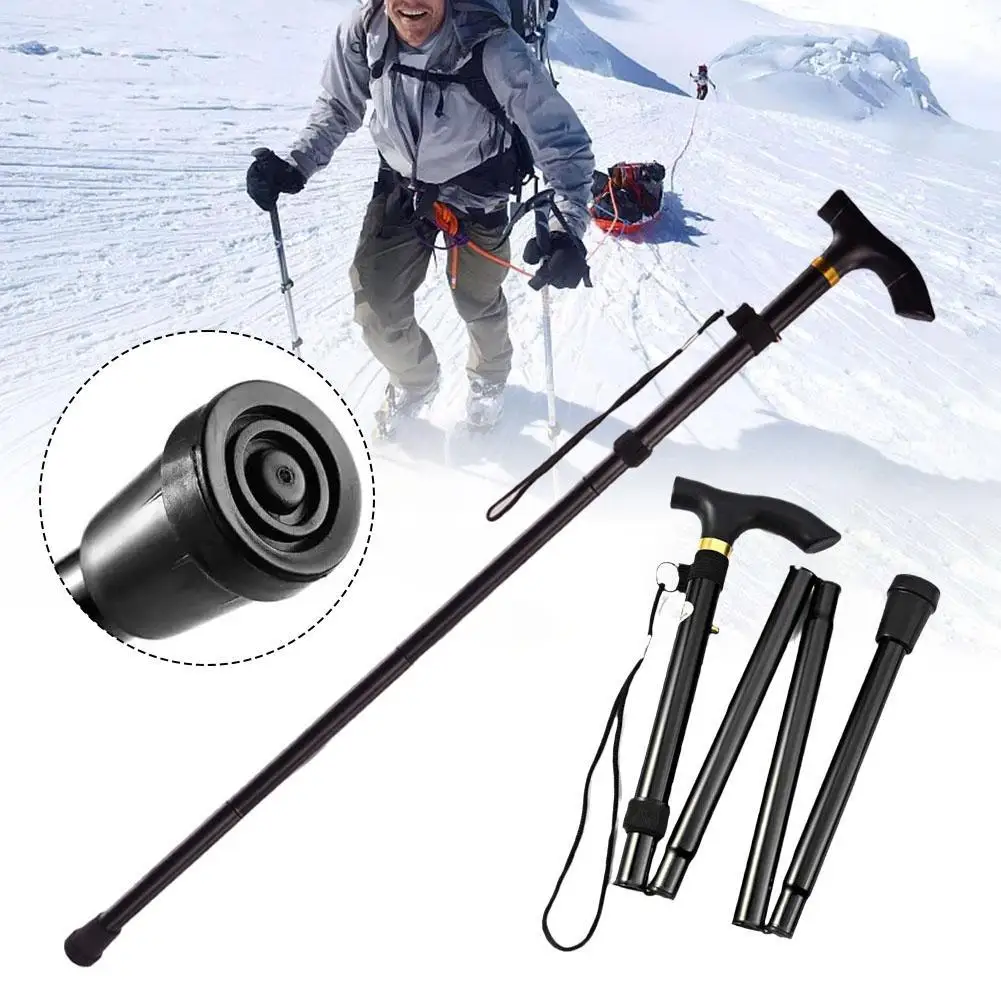 Foldable Walking Stick Anti-Slip Outdoor Hiking Camping Climbing Mountaineering Sturdy Extendable Disability Cane Unisex