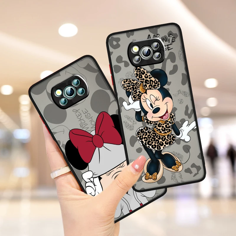 Disney Mickey Minnie Mouse Frosted Translucent For Xiaomi Mi Poco X5 X4 X3 M6 M5S M5 M4 M3 F5 F4 F3 GT Pro 5G Matte Phone Case