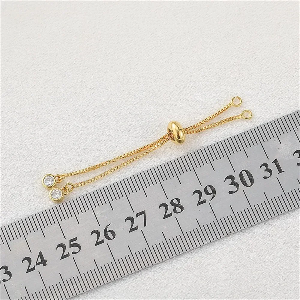 14K Gold-plated 925 Steel Printed Finished Collarbone Necklace with Extended Chain DiyO-shaped Chain Box Chain Spacer Bead Chain