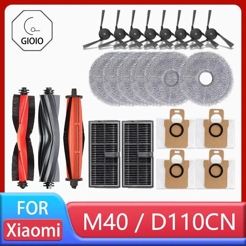 

For XIAOMI MIJIA M40 D110CN OMNI Infinite Robot Replacement Parts Main Side Brush Hepa Filter Mop Cloth Dust Bag Accessories