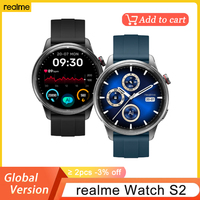 New realme Watch S2 SmartWatch 1.43'' AMOLED Display Blood Oxygen Sensor IP68 Waterproof 20 Days Battery Life Watch