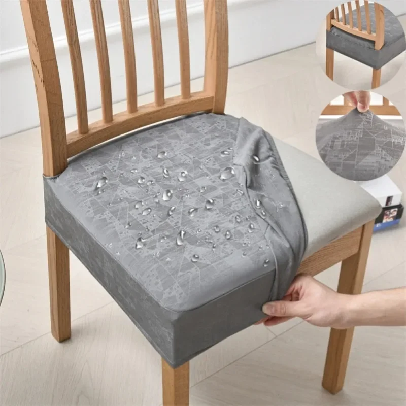 1/6PCS Waterproof  PU Leather Chair Cover Removable Dining Chairs Slipcovers Elastic Chair Seat Covers for Kitchen Hotel Wedding