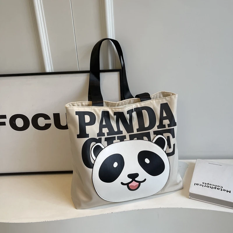 2024New Women's Bag Fashion Simple Shoulder Bag High Quality Large Capacity Tote Bag Chinese Panda Pattern Cute Bolsas De Mujer