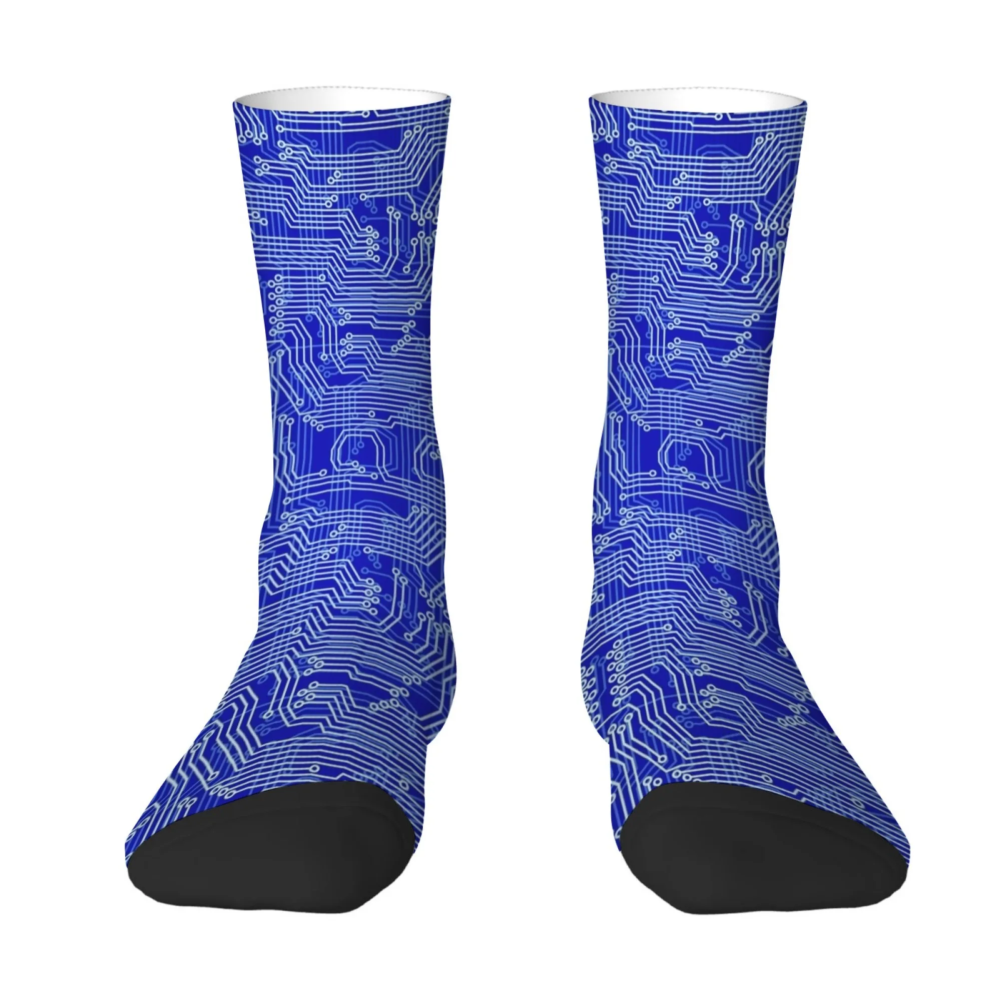 Quirky and Minimalist Circuit Print Men's Socks Comfortable Soft Breathable Socks Stylish Hip-hop Street Fun Cool Casual Socks