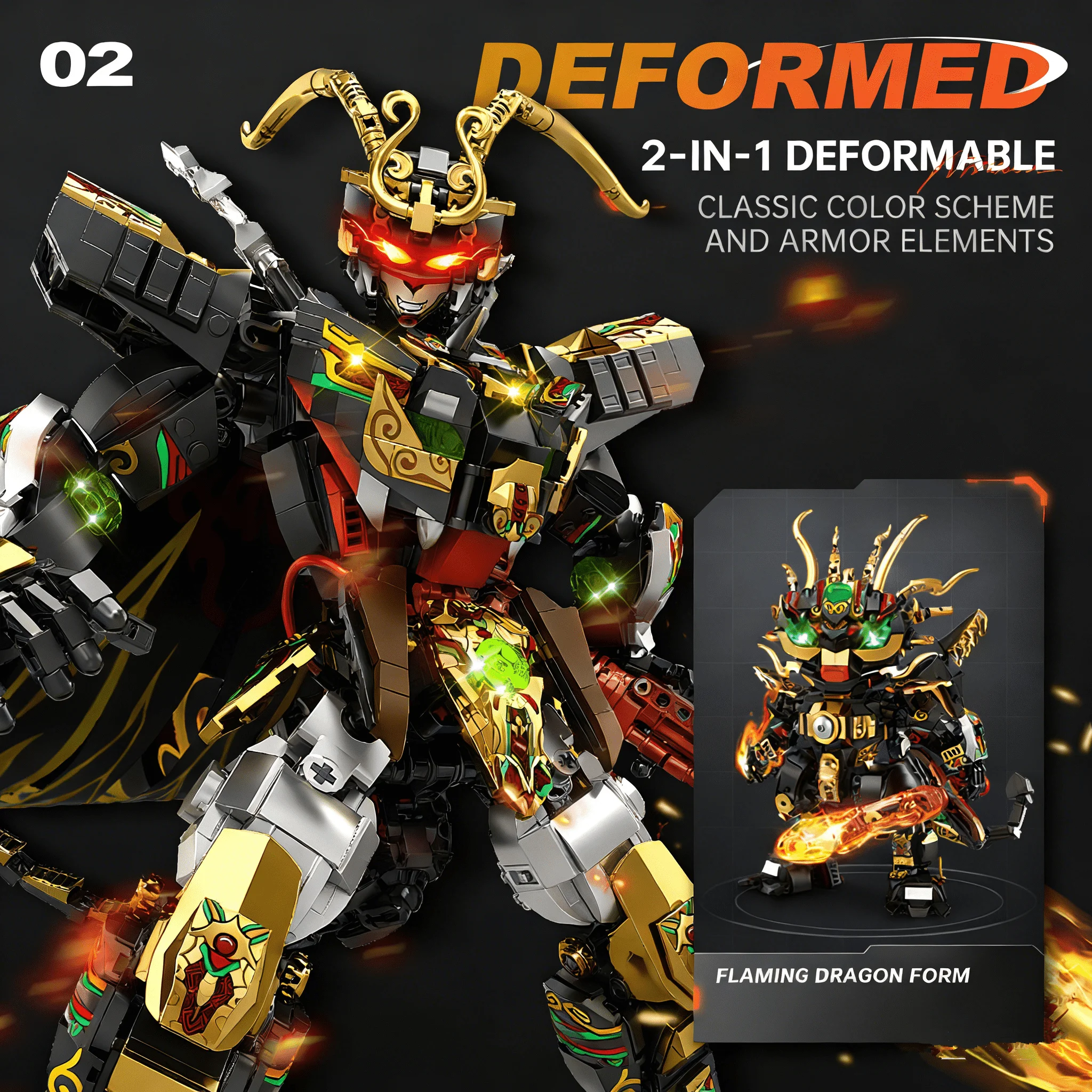 Creatieve vervorming Robotbouwstenen Mechanische Monkey King Architectonische stenen STEM Educatief speelgoed voor kinderen