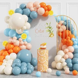 Orange and Blue Balloon Garland Arch Kit, 87pcs Nude White Balloons Arch for Birthday, Baby Shower, Graduation Party Decoration