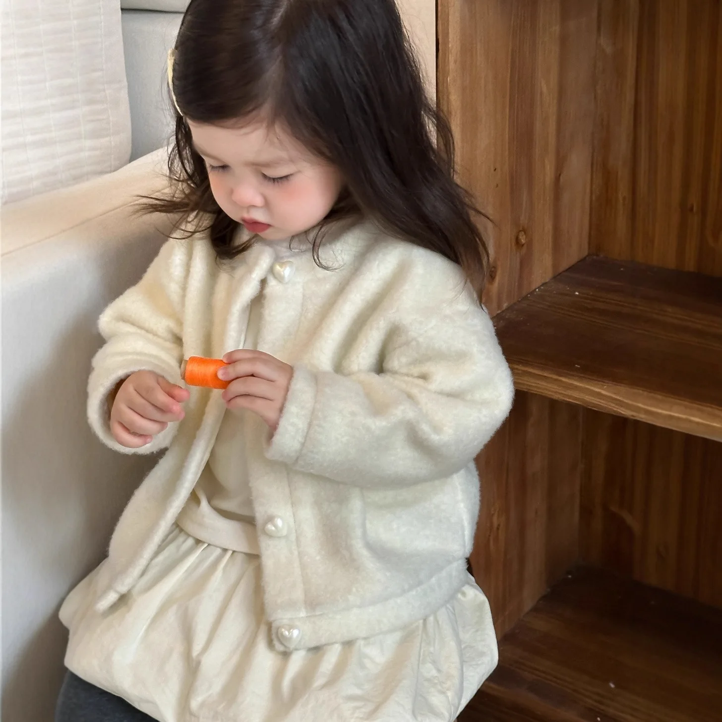 

2025 Fall Winter Kids Warm Padded Jacket Korean Style Girls Fleece Lined Skirts Set Baby Clothes
