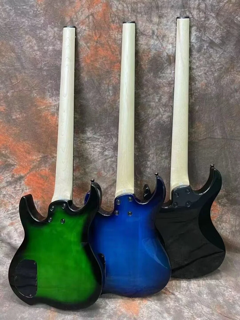 762mm Scale Headless Electric Bass Guitar 4 String 39 Inch Solid Basswood Body Headless Bass Guitar High Gloss Fast Deliver