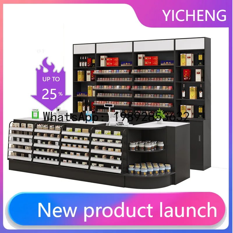 

Hys supermarket convenience store checkout counter display cabinet shelf combination with checkout desk