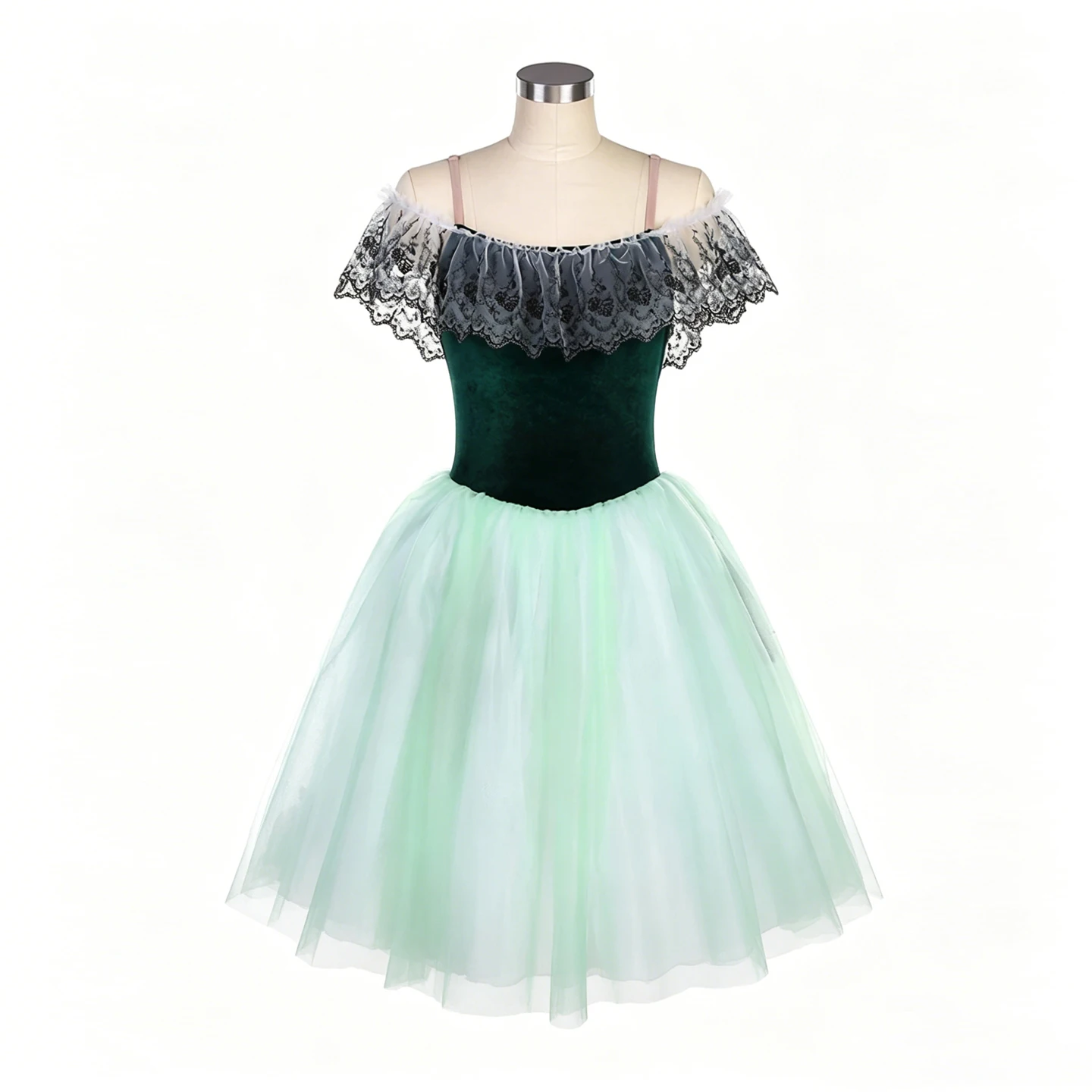 Children's ballet dress performance outfit - green chiffon dress stage costume girl's formal dress stage performance outfit