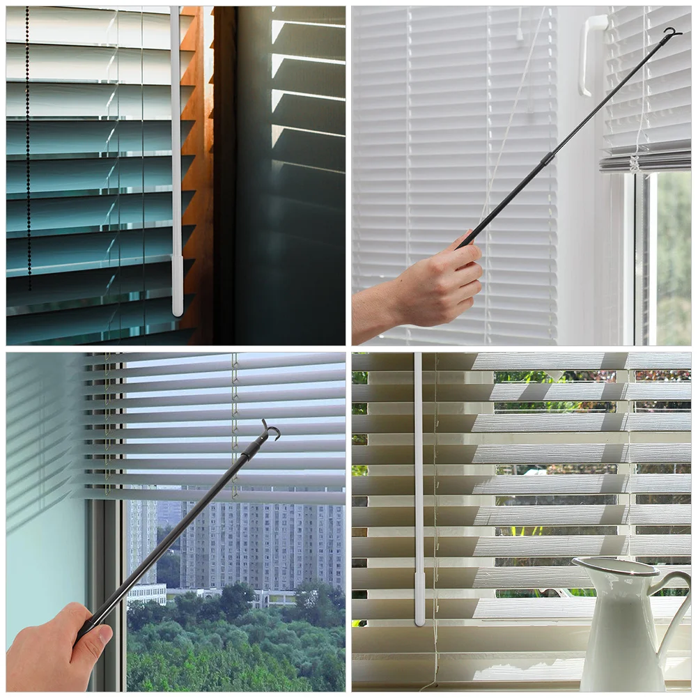 

2Pcs Sturdy Curtain Pull Wand Rod Adjustable Tension Drapery Opener No Rust High Strength Blind Shade Push Pull