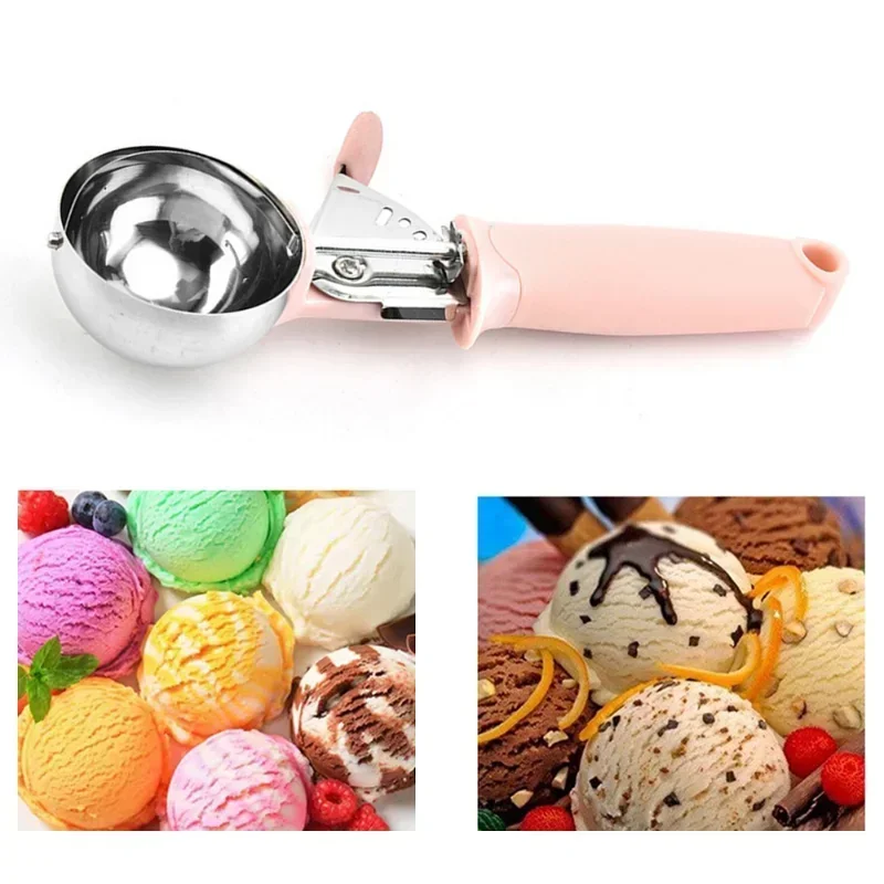 Ice Cream Scoop Stainless Steel Ice Cream Spoon Metal Icecream Cookie Scoop Melon Fruit Baller Ice Ball Maker Kitchen Tools