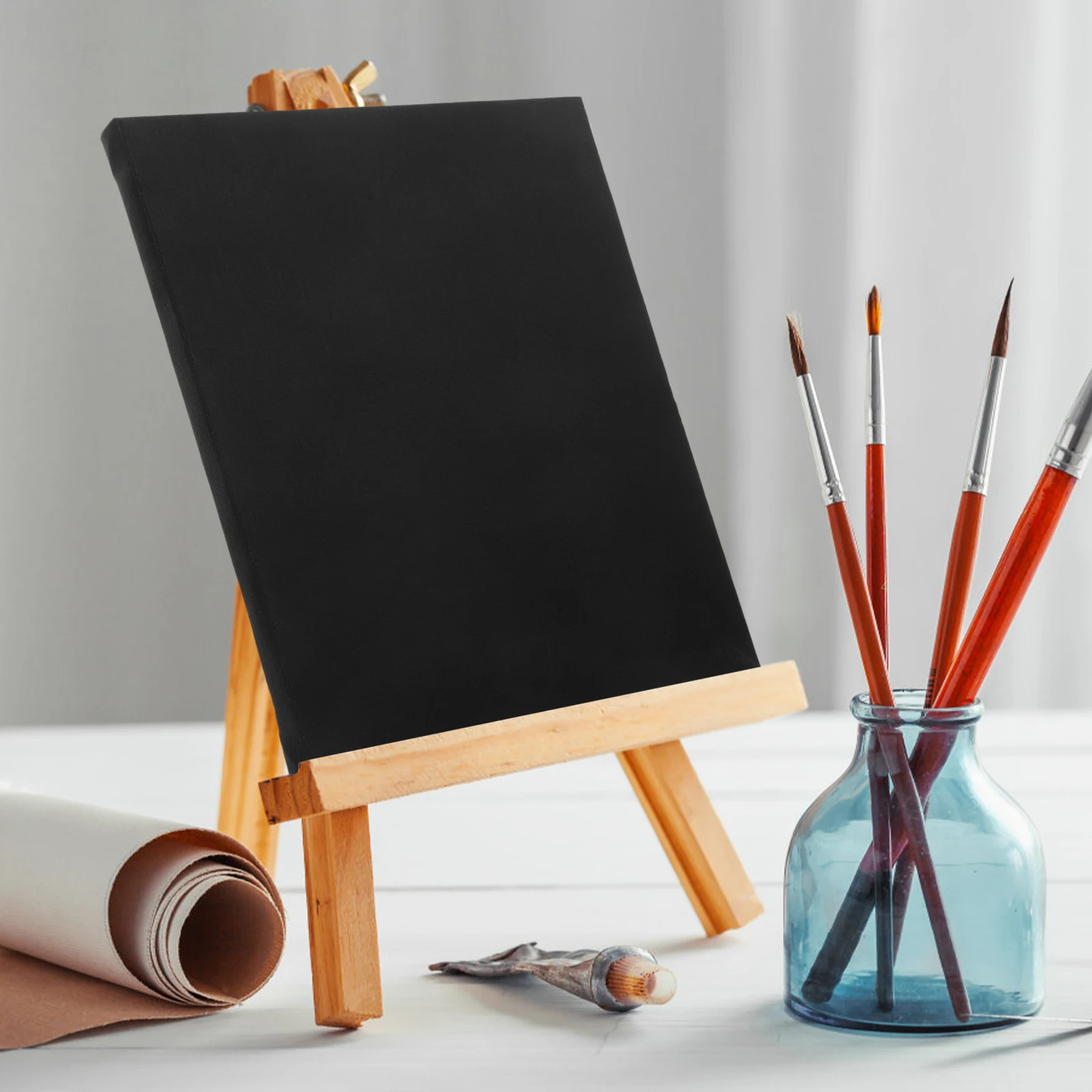 

20cm Black Stretched Canvas Boards Cotton Panels for Children DIY Projects Acrylic Paint Canvases