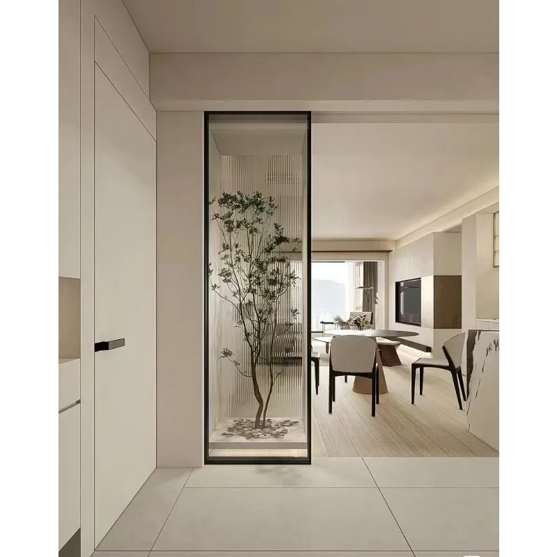 Toilet living room entrance Changhong glass ultra-white corrugated wave art embossed glass cabinet door striped screen glass