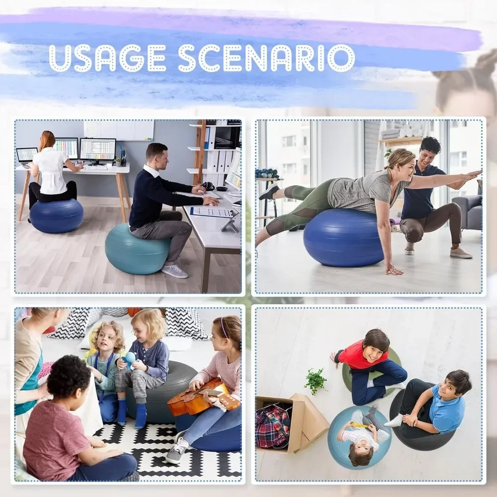 Inflável Donut Ball Chair com bomba de mão, assento flexível para sala de aula, Elementary Yoga Ball, 6 pcs