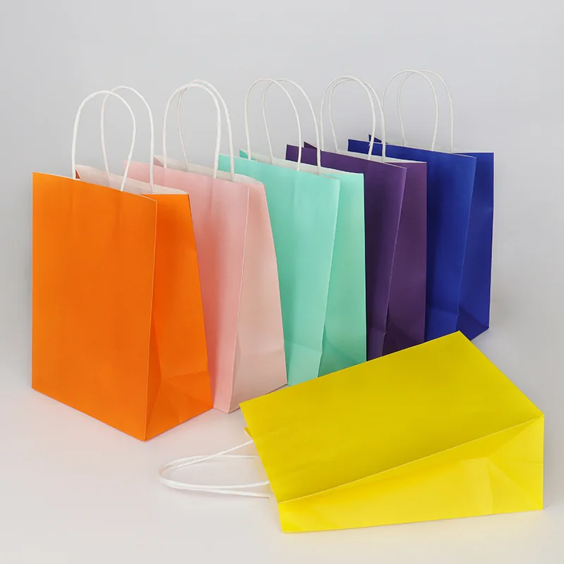 10/20/30pcs Gift Bags Kraft Paper Bags with Handles Colored Party Bulk Paper DIY Gift Bags for Birthday Wedding